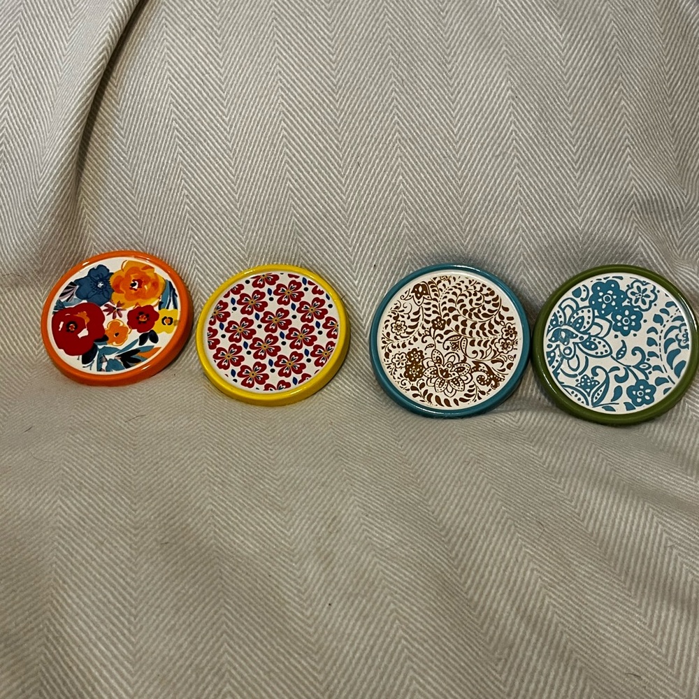 Set of 4 Pioneer Woman Floral Coasters Flea Market Collection-